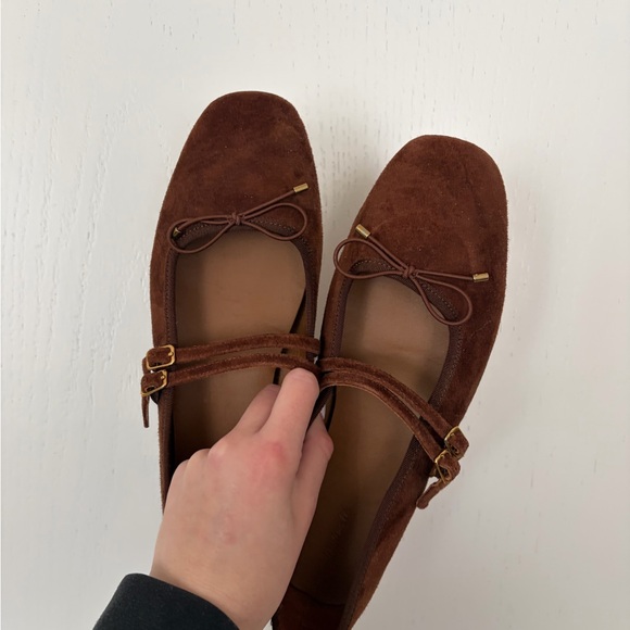 Madewell Shoes - Madewell Brown Suede Flats with Bow Detail